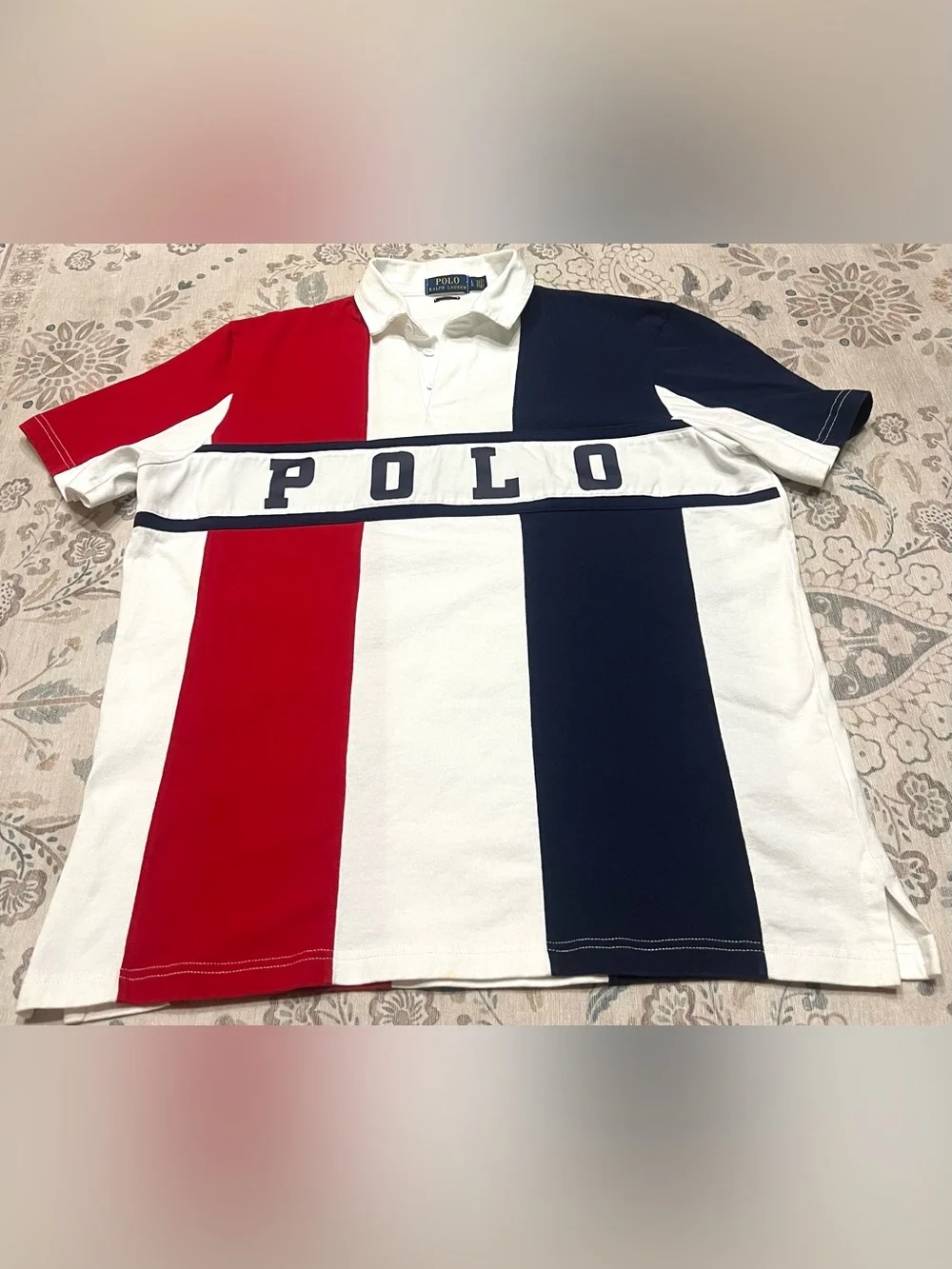 Polo Ralph Lauren Classic Fit Cotton Rugby Shirt Red/White/Blue Men’s Large